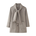 Women's clothing fashionable and simple paired with a scarf style long sleeved coat for women
