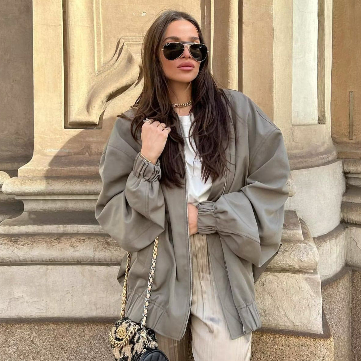 Spring and Autumn women's clothing new loose airplane jacket casual jacket top for women