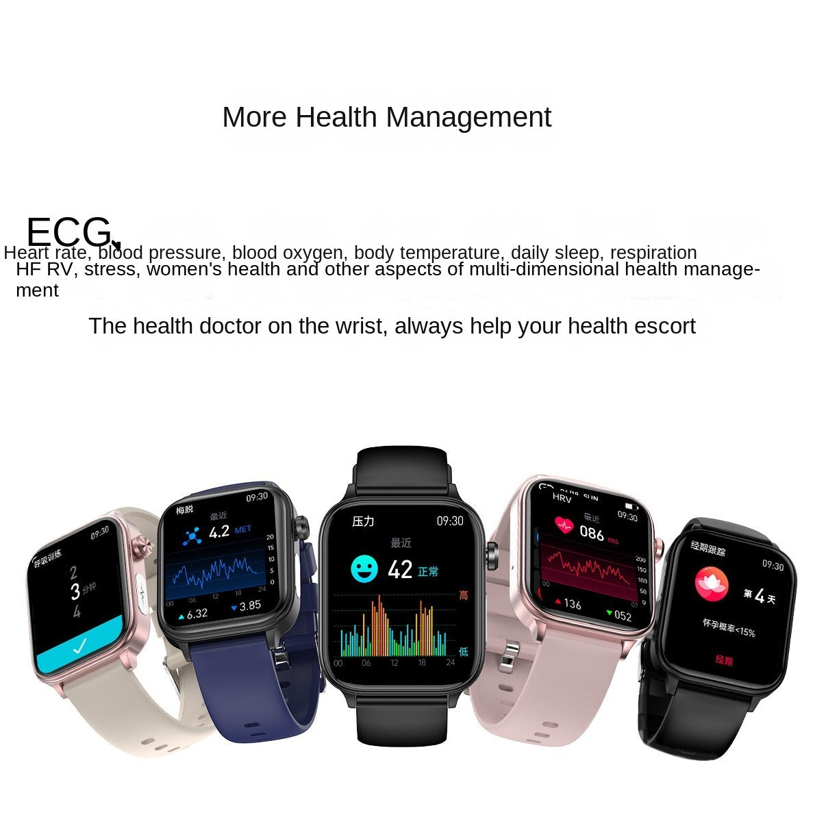 ET570 Smart Watch with Bluetooth Call, ECG Function, Non-invasive Blood Glucose, and True Blood Oxygen Monitoring